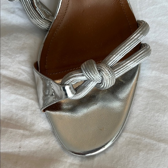 Malone Souliers Silver Stiletto Heels with Metallic Straps - Picture 9 of 10